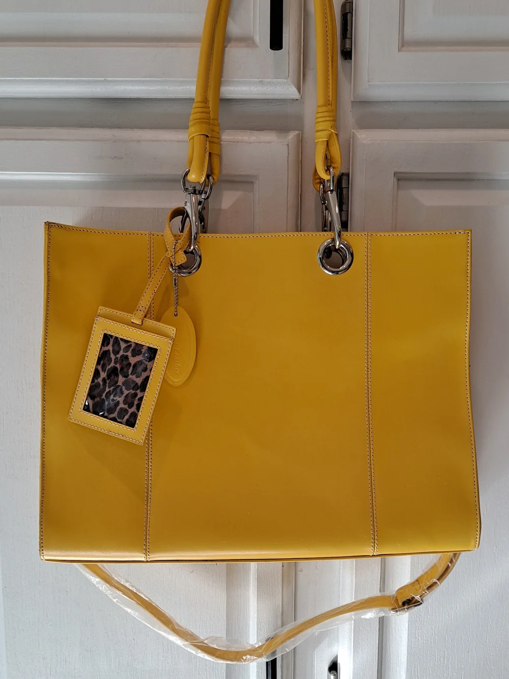 Wilsons Leather Smooth Yellow Executive Spacious Vintage Y2k Tote Shoulder Bag